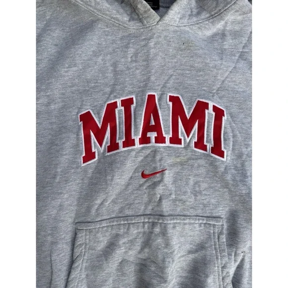 Vintage 90s Miami Redhawks University Nike Center Swoosh Hoodie Sz Small - Picture 2 of 4